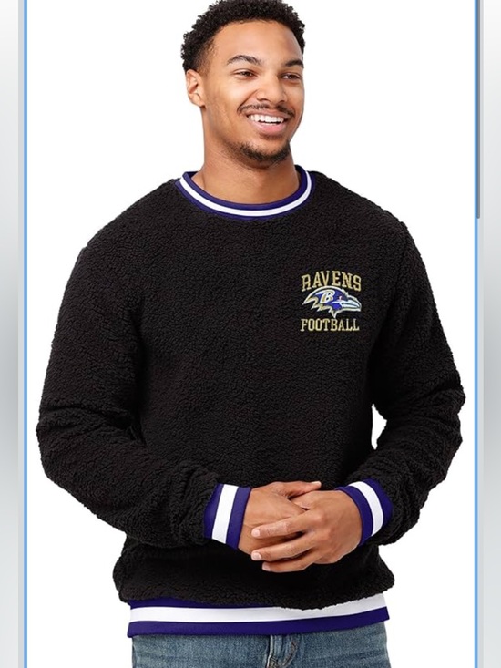 Foco Other - Men’s Black Sherpa Ravens Crewneck Pullover